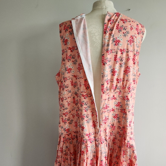 100% Cotton Floral print Cottagecore side button Sleeveless Tank Midi Maxi Dress - Picture 10 of 16